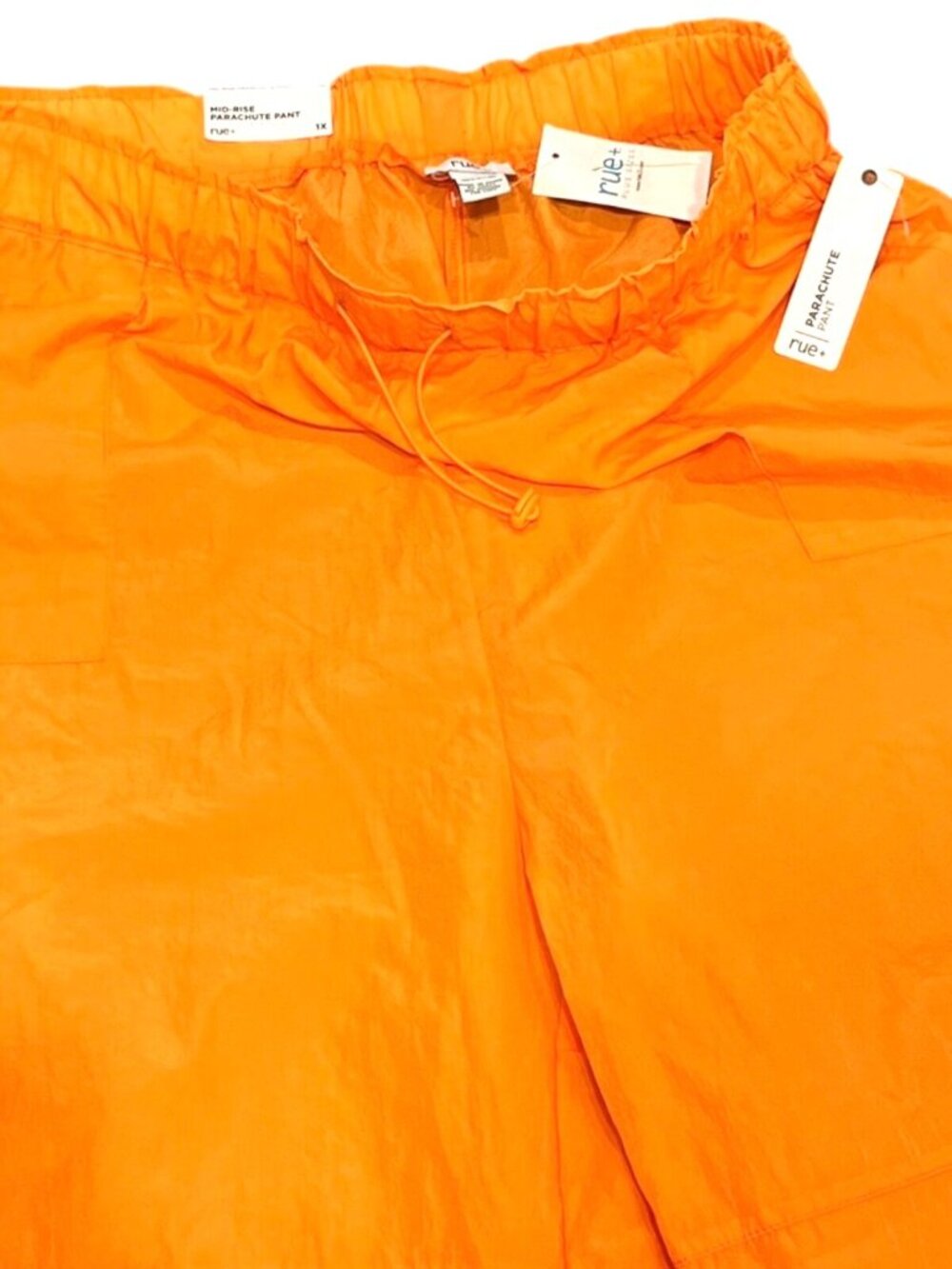Rue + Mid-Rise Parachute Pants Orange - Women's Size 1 X - NEW - Stretch Waist - Picture 3 of 5